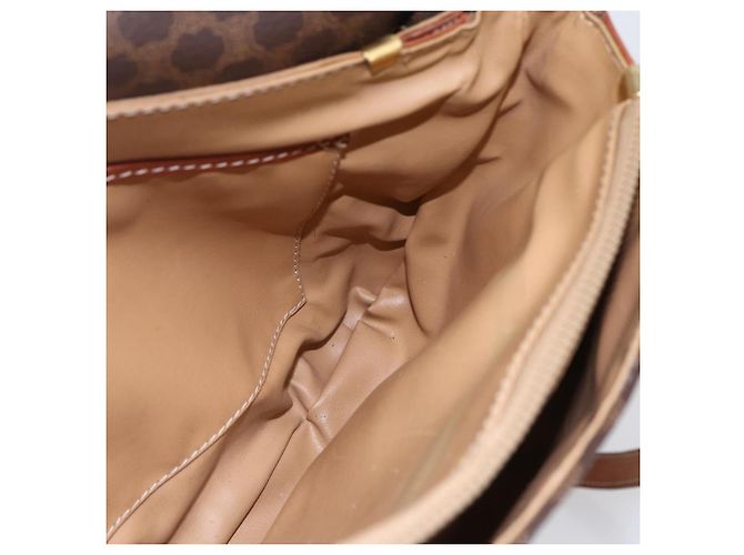 Céline Borsa a Spalla in Tela Macadam CELINE in Pelle PVC Marrone Oro Auth ka209 D'oro - vista 20