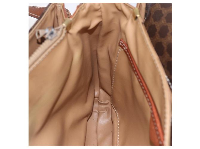 Céline Borsa a Spalla in Tela Macadam CELINE in Pelle PVC Marrone Oro Auth ka209 D'oro - vista 21