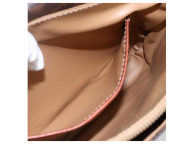 Céline Borsa a Spalla in Tela Macadam CELINE in Pelle PVC Marrone Oro Auth ka209 D'oro - vista 22