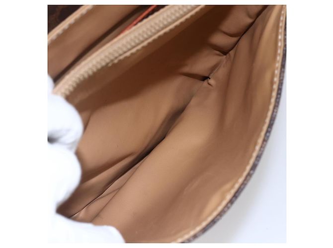 Céline Borsa a Spalla in Tela Macadam CELINE in Pelle PVC Marrone Oro Auth ka209 D'oro - vista 24