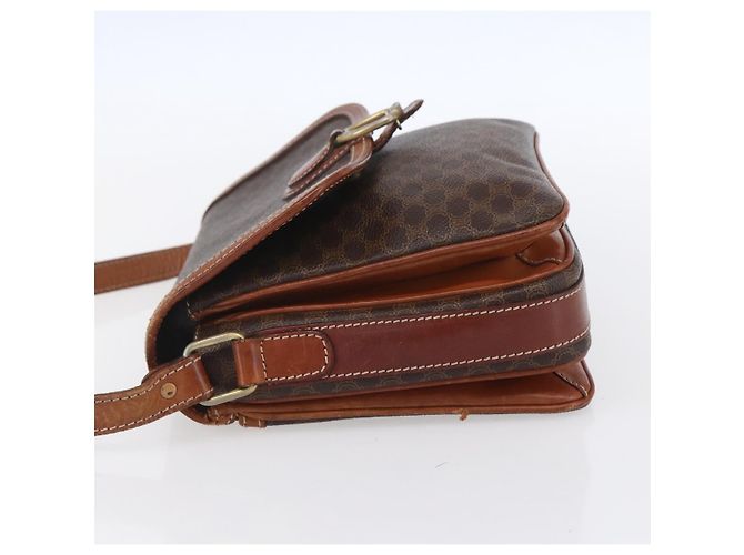Céline Borsa a Spalla in Tela Macadam CELINE in Pelle PVC Marrone Oro Auth ka209 D'oro - vista 3