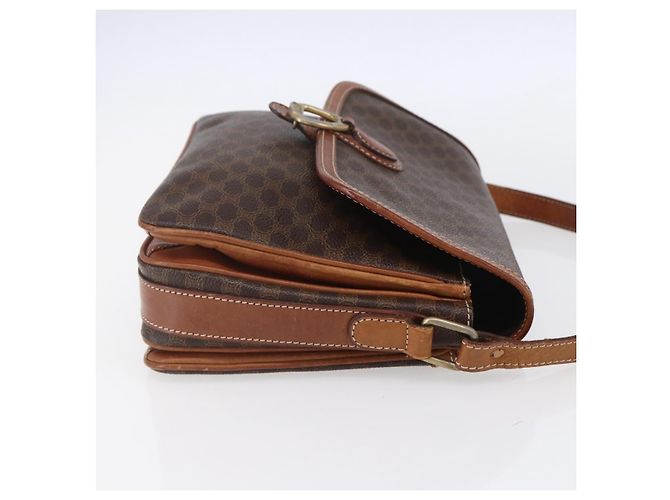 Céline Borsa a Spalla in Tela Macadam CELINE in Pelle PVC Marrone Oro Auth ka209 D'oro - vista 4