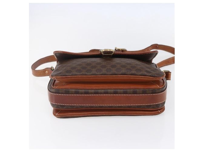 Céline Borsa a Spalla in Tela Macadam CELINE in Pelle PVC Marrone Oro Auth ka209 D'oro - vista 5