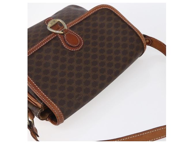 Céline Borsa a Spalla in Tela Macadam CELINE in Pelle PVC Marrone Oro Auth ka209 D'oro - vista 6