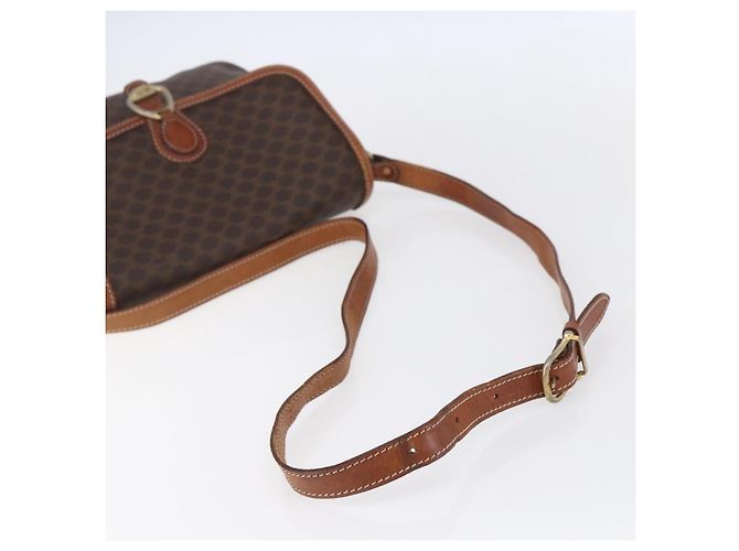 Céline Borsa a Spalla in Tela Macadam CELINE in Pelle PVC Marrone Oro Auth ka209 D'oro - vista 7