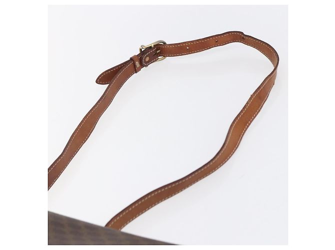 Céline Borsa a Spalla in Tela Macadam CELINE in Pelle PVC Marrone Oro Auth ka209 D'oro - vista 8