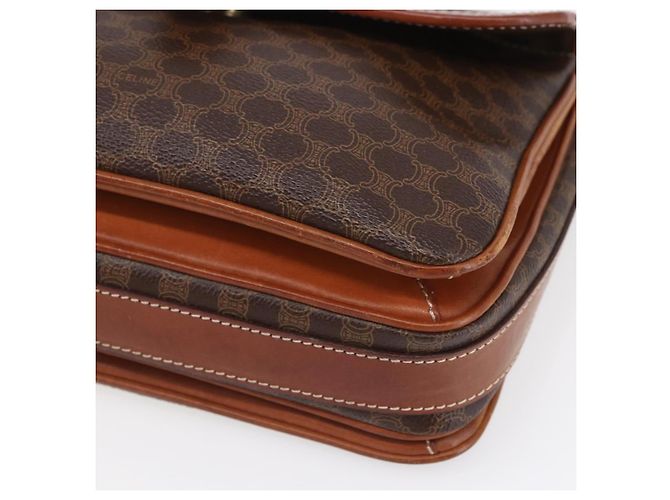 Céline Borsa a Spalla in Tela Macadam CELINE in Pelle PVC Marrone Oro Auth ka209 D'oro - vista 9