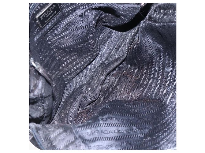 PRADA Borsa a mano in nylon nero argento Auth 154514 - vista 10