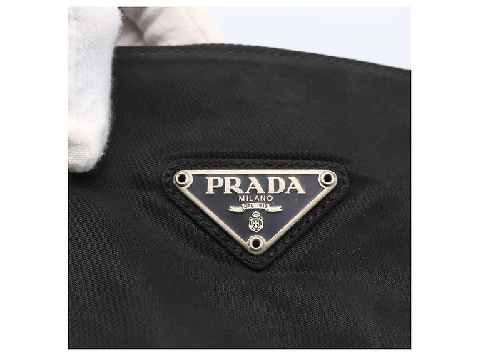 PRADA Borsa a mano in nylon nero argento Auth 154514 - vista 17