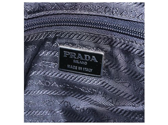 PRADA Borsa a mano in nylon nero argento Auth 154514 - vista 19