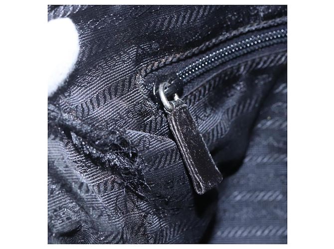 PRADA Borsa a mano in nylon nero argento Auth 154514 - vista 20