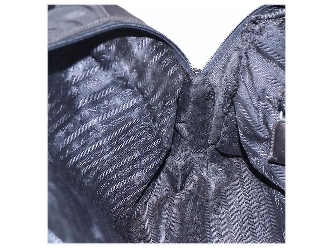 PRADA Borsa a mano in nylon nero argento Auth 154514 - vista 22