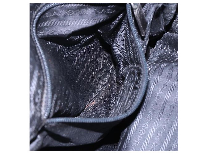 PRADA Borsa a mano in nylon nero argento Auth 154514 - vista 23