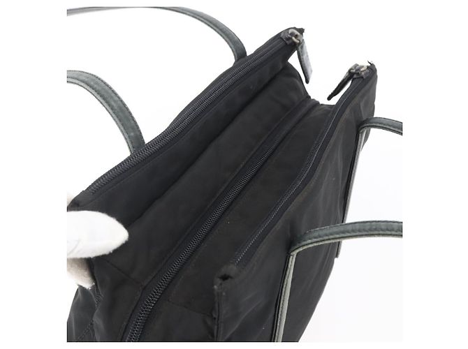 PRADA Borsa a mano in nylon nero argento Auth 154514 - vista 6