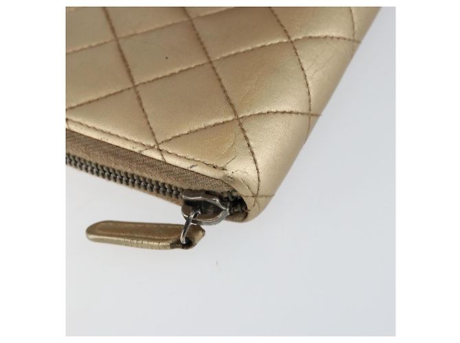 CHANEL 2.55 Portafoglio Lungo Matelassé in Pelle di Agnello Oro CC Auth yk19525 D'oro - vista 14