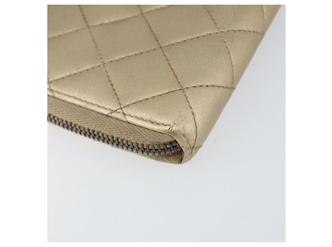 CHANEL 2.55 Portafoglio Lungo Matelassé in Pelle di Agnello Oro CC Auth yk19525 D'oro - vista 16