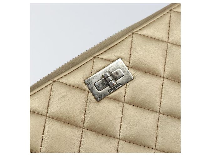 CHANEL 2.55 Portafoglio Lungo Matelassé in Pelle di Agnello Oro CC Auth yk19525 D'oro - vista 17