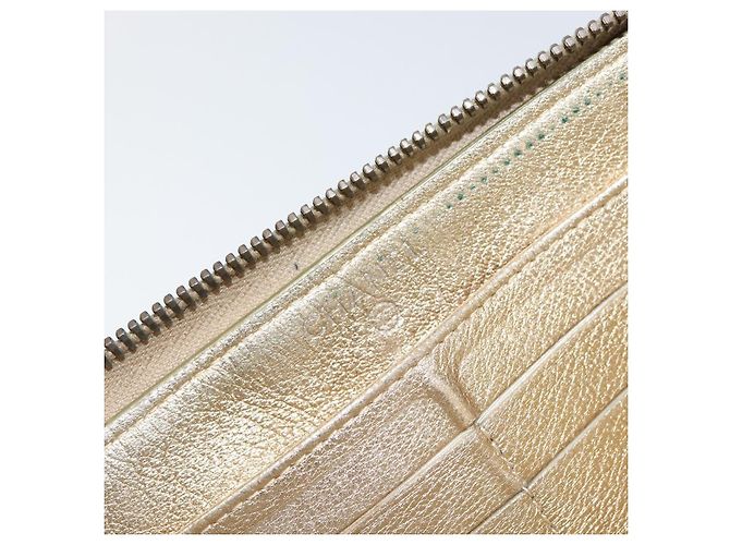 CHANEL 2.55 Portafoglio Lungo Matelassé in Pelle di Agnello Oro CC Auth yk19525 D'oro - vista 18