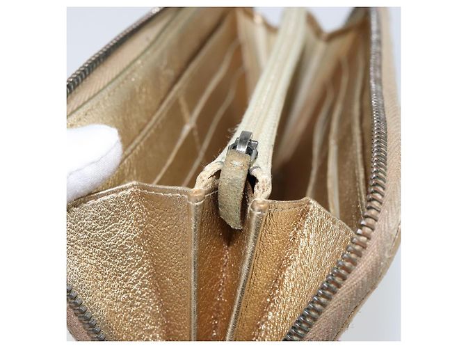 CHANEL 2.55 Portafoglio Lungo Matelassé in Pelle di Agnello Oro CC Auth yk19525 D'oro - vista 21