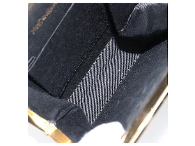 SAINT LAURENT Borsa a Mano Smalto Nero Oro Auth 154615 D'oro - vista 10