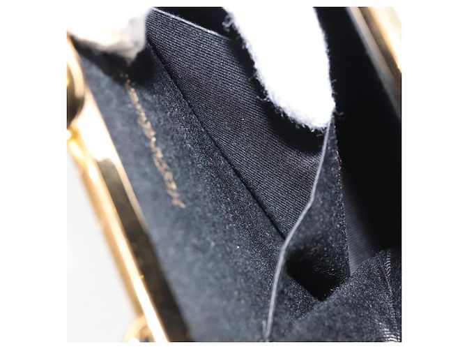 SAINT LAURENT Borsa a Mano Smalto Nero Oro Auth 154615 D'oro - vista 11