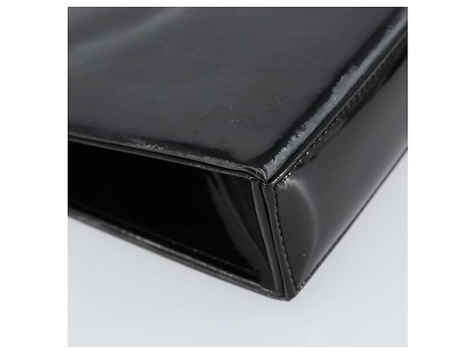 SAINT LAURENT Borsa a Mano Smalto Nero Oro Auth 154615 D'oro - vista 16