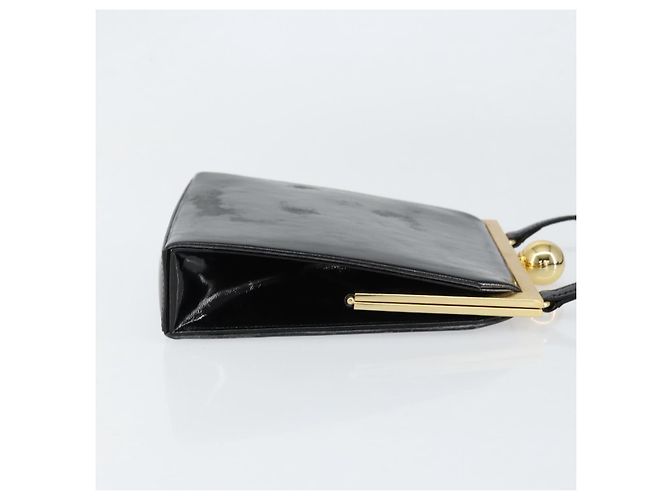 SAINT LAURENT Borsa a Mano Smalto Nero Oro Auth 154615 D'oro - vista 3