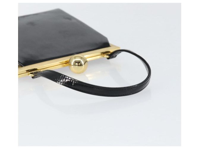 SAINT LAURENT Borsa a Mano Smalto Nero Oro Auth 154615 D'oro - vista 7