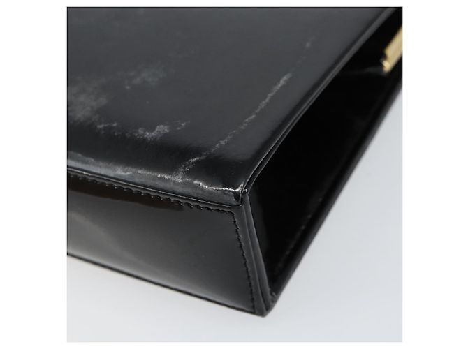 SAINT LAURENT Borsa a Mano Smalto Nero Oro Auth 154615 D'oro - vista 9