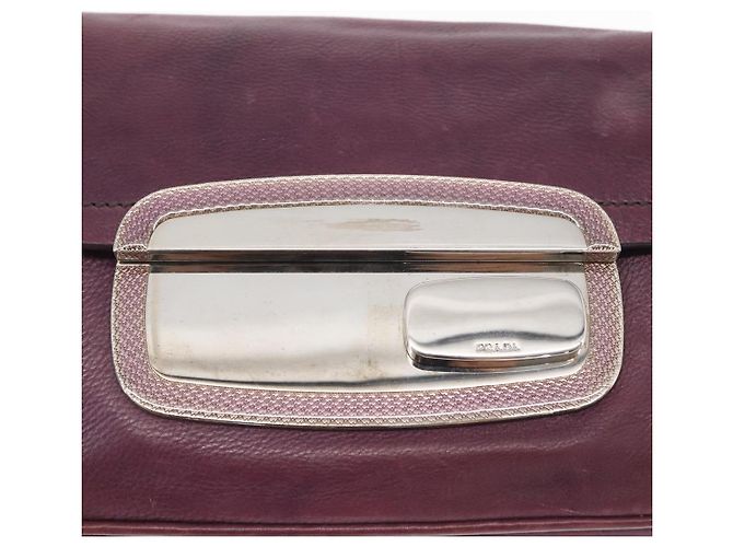 PRADA Pochette a Catena in Pelle Argento Viola Auth 148623V Porpora - vista 18
