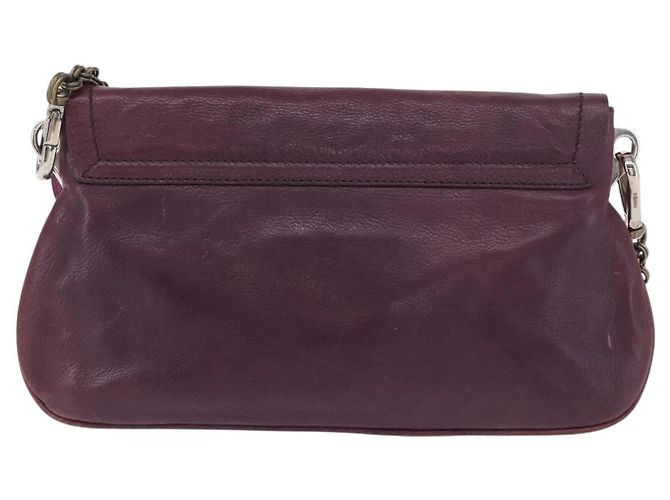 PRADA Pochette a Catena in Pelle Argento Viola Auth 148623V Porpora - vista 2
