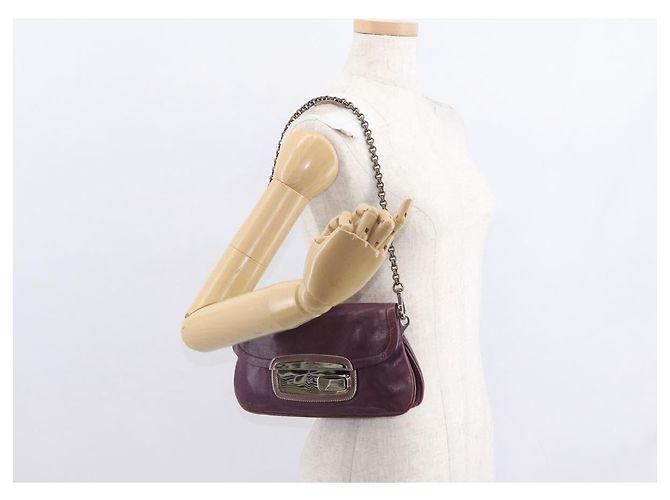 PRADA Pochette a Catena in Pelle Argento Viola Auth 148623V Porpora - vista 25