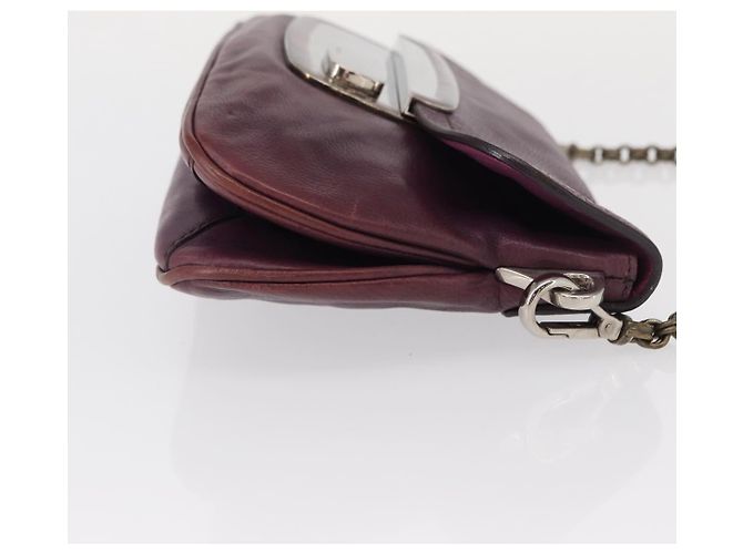 PRADA Pochette a Catena in Pelle Argento Viola Auth 148623V Porpora - vista 3