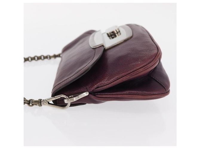 PRADA Pochette a Catena in Pelle Argento Viola Auth 148623V Porpora - vista 4
