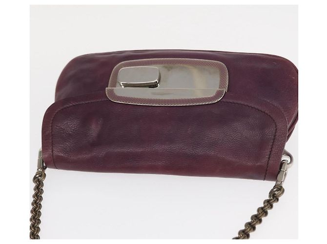 PRADA Pochette a Catena in Pelle Argento Viola Auth 148623V Porpora - vista 6