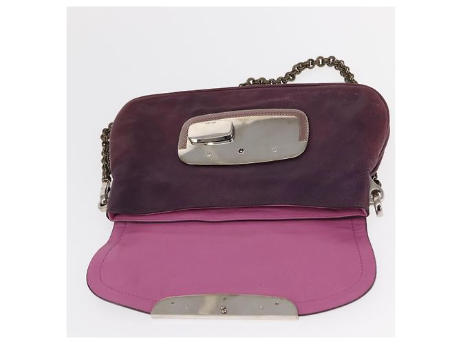 PRADA Pochette a Catena in Pelle Argento Viola Auth 148623V Porpora - vista 9
