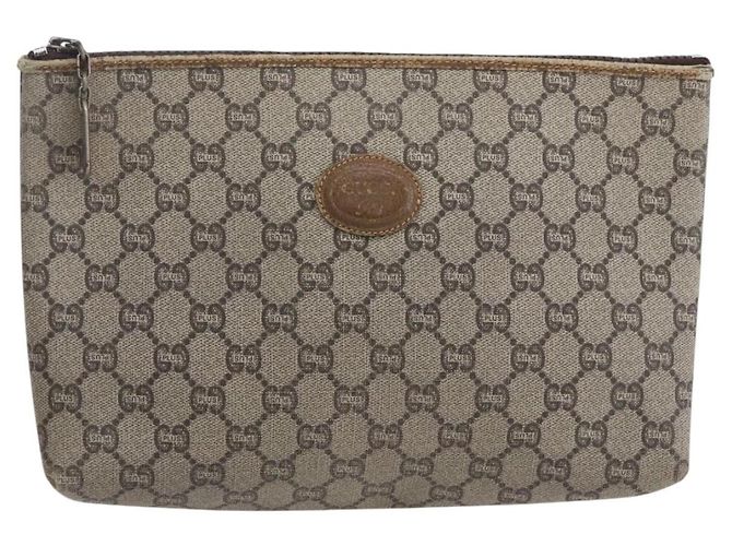 Bamboo Borsa a Spalla Gucci GG Supreme in PVC Nylon 3 Pezzi Beige Nero Auth ka378 - vista 2