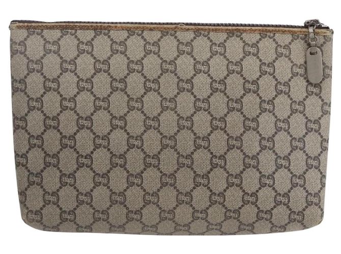 Bamboo Borsa a Spalla Gucci GG Supreme in PVC Nylon 3 Pezzi Beige Nero Auth ka378 - vista 3