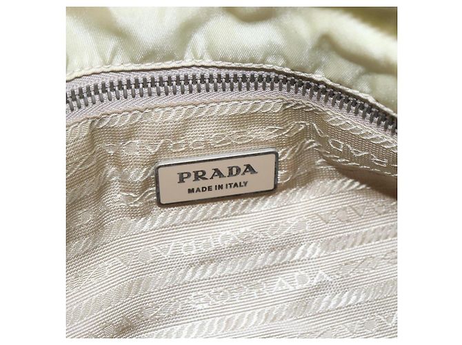 Borsa a Spalla PRADA in Nylon Pelle Beige Argento Autentica bs31155 - vista 20
