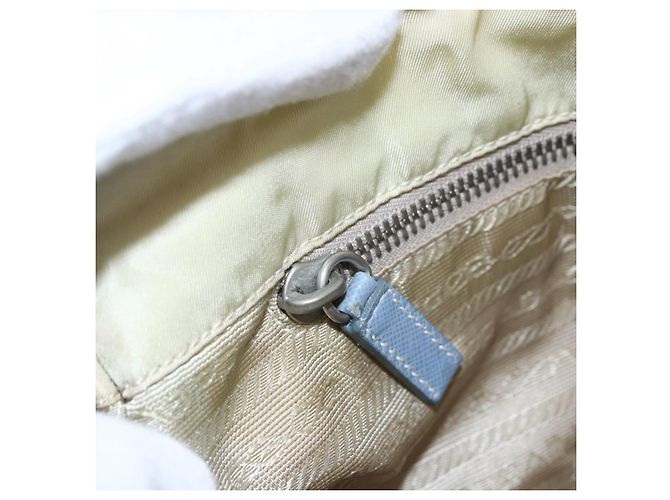 Borsa a Spalla PRADA in Nylon Pelle Beige Argento Autentica bs31155 - vista 21