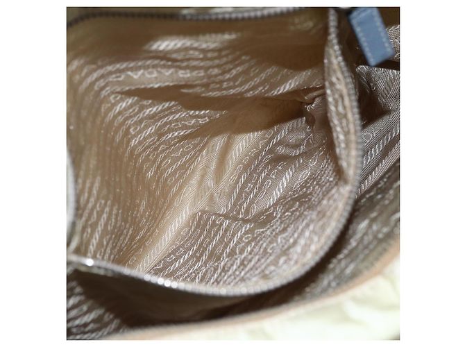 Borsa a Spalla PRADA in Nylon Pelle Beige Argento Autentica bs31155 - vista 24