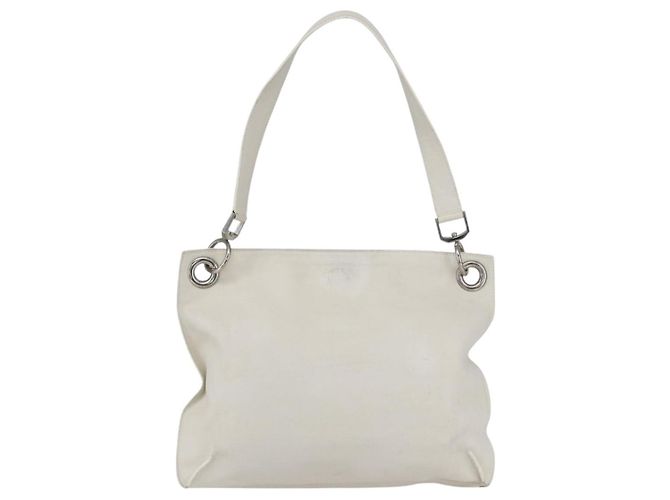 LOEWE Schultertasche aus Leder Weiß Silber Authentisch bs31203 - Ansicht 13