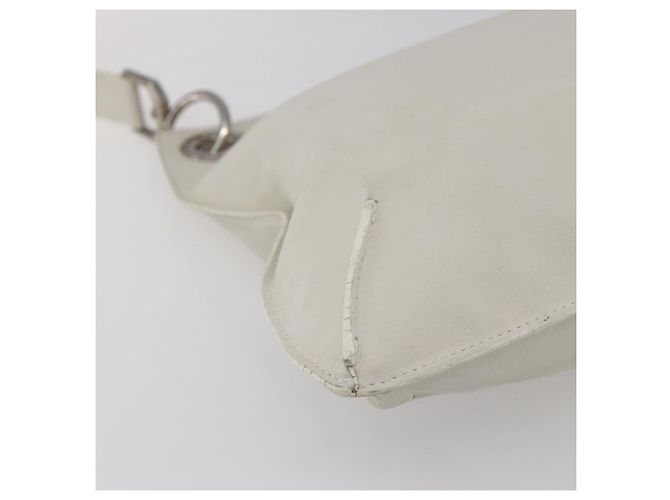 LOEWE Schultertasche aus Leder Weiß Silber Authentisch bs31203 - Ansicht 14