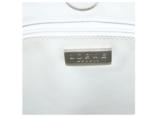 LOEWE Schultertasche aus Leder Weiß Silber Authentisch bs31203 - Ansicht 17
