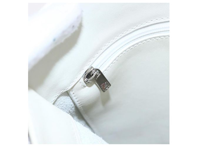 LOEWE Schultertasche aus Leder Weiß Silber Authentisch bs31203 - Ansicht 18