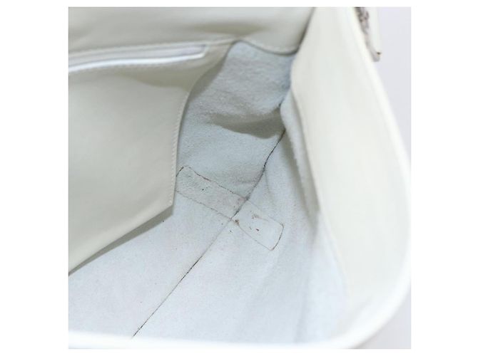 LOEWE Schultertasche aus Leder Weiß Silber Authentisch bs31203 - Ansicht 19