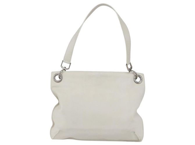 LOEWE Schultertasche aus Leder Weiß Silber Authentisch bs31203 - Ansicht 2