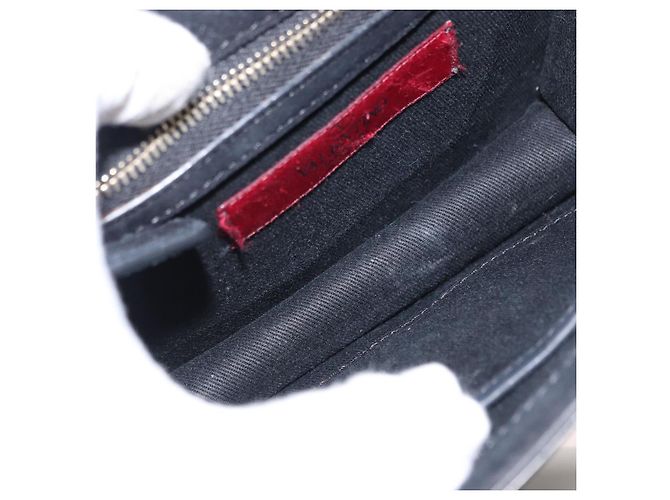 VALENTINO Borsa a spalla con catena e borchie Smalto Nero Argento Auth bs31222 - vista 11