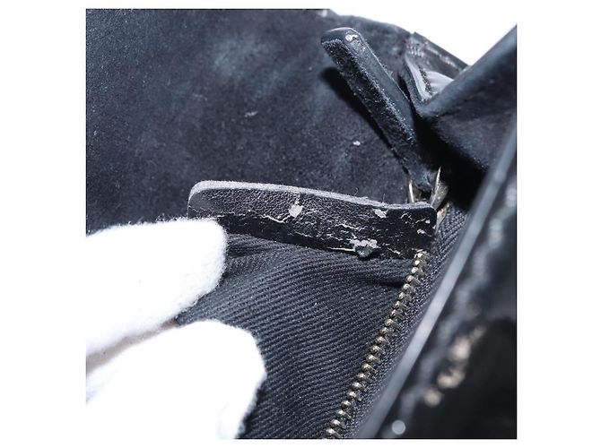 VALENTINO Borsa a spalla con catena e borchie Smalto Nero Argento Auth bs31222 - vista 12