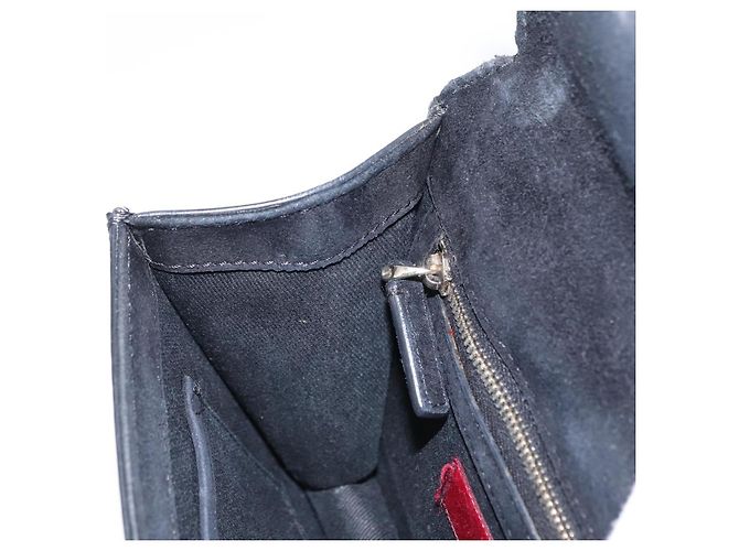 VALENTINO Borsa a spalla con catena e borchie Smalto Nero Argento Auth bs31222 - vista 21